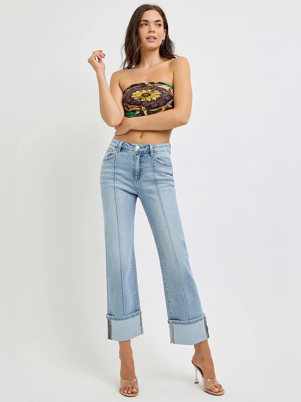 🍒BOGO50%🍒🆕🩵RISEN: Straight Wide Cuff Jeans with Seam 11/30